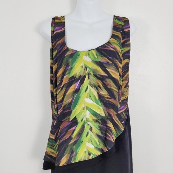 Lane Bryant Abstract Watercolor Print Open‎ Back  Peplum Cocktail Dress Size 26W - Picture 3 of 11